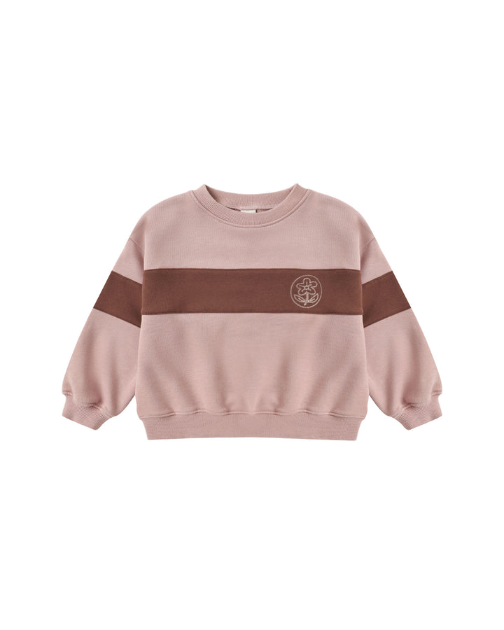 Rylee + Cru Panel Stripe Sweatshirt - Rosewood