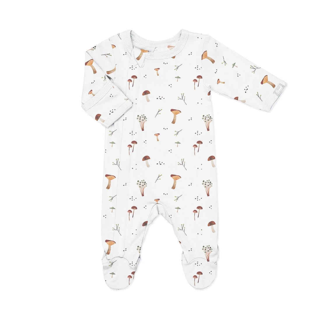 Coccoli Modal Zipper Footie - Mushrooms