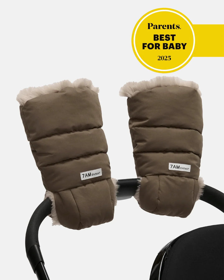 7AM Enfant Warmmuffs Helsinki - Moss Brown/Greige Fur