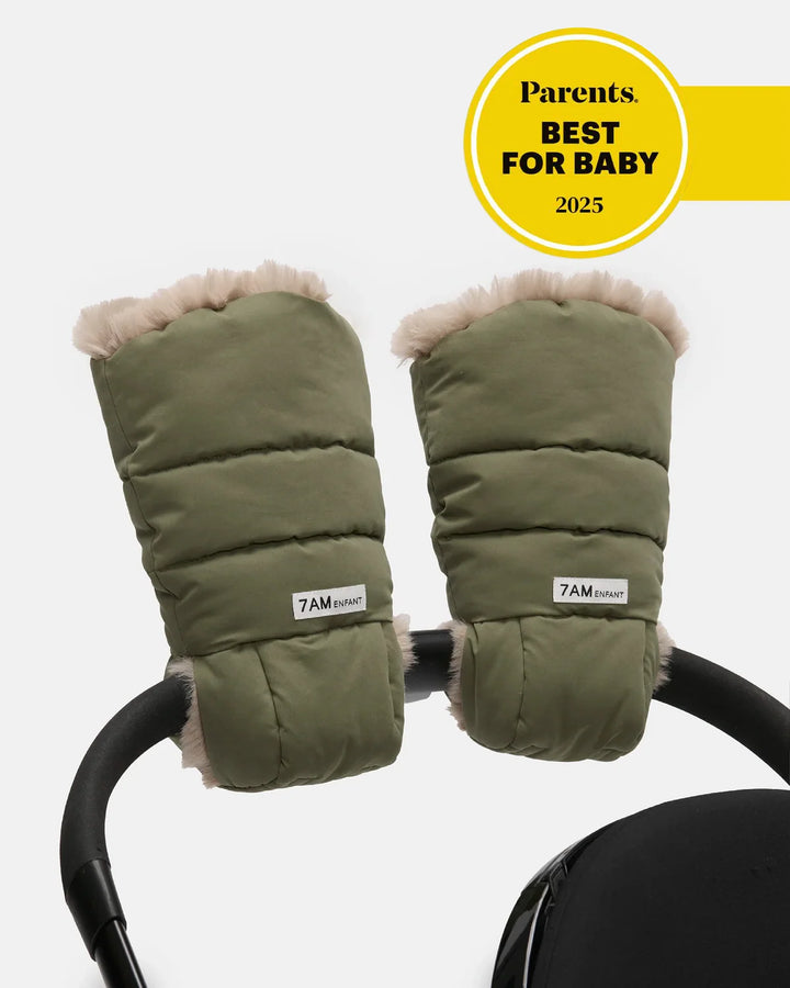 7AM Enfant Warmmuffs Helsinki - Woodland/Greige Faux Fur