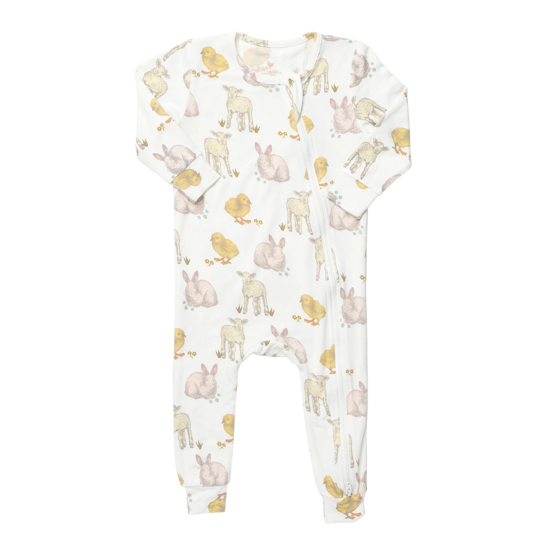 Pink Chicken Baby Bamboo Romper - Easter Friends