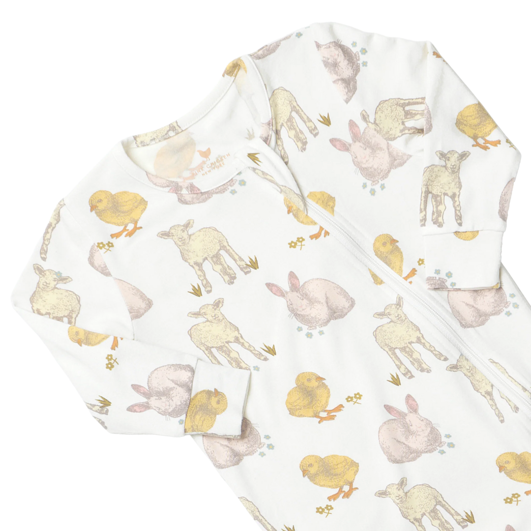 Pink Chicken Baby Bamboo Romper - Easter Friends