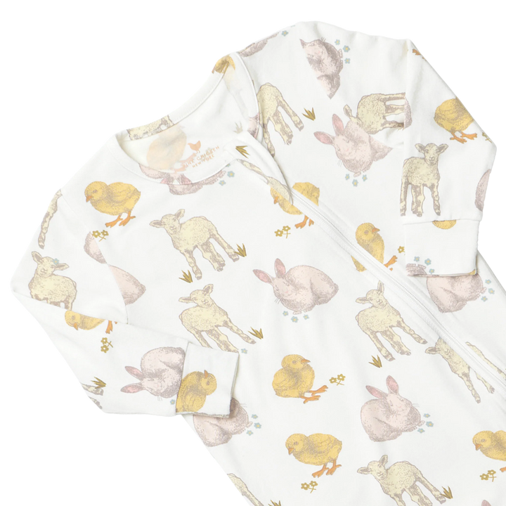 Pink Chicken Baby Bamboo Romper - Easter Friends