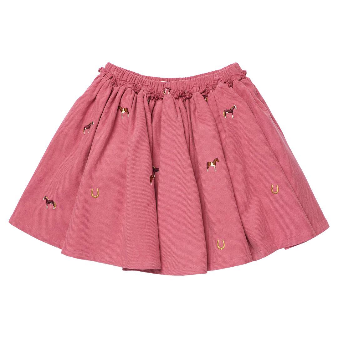 Pink Chicken Gianna Skirt - Horse Embroidery