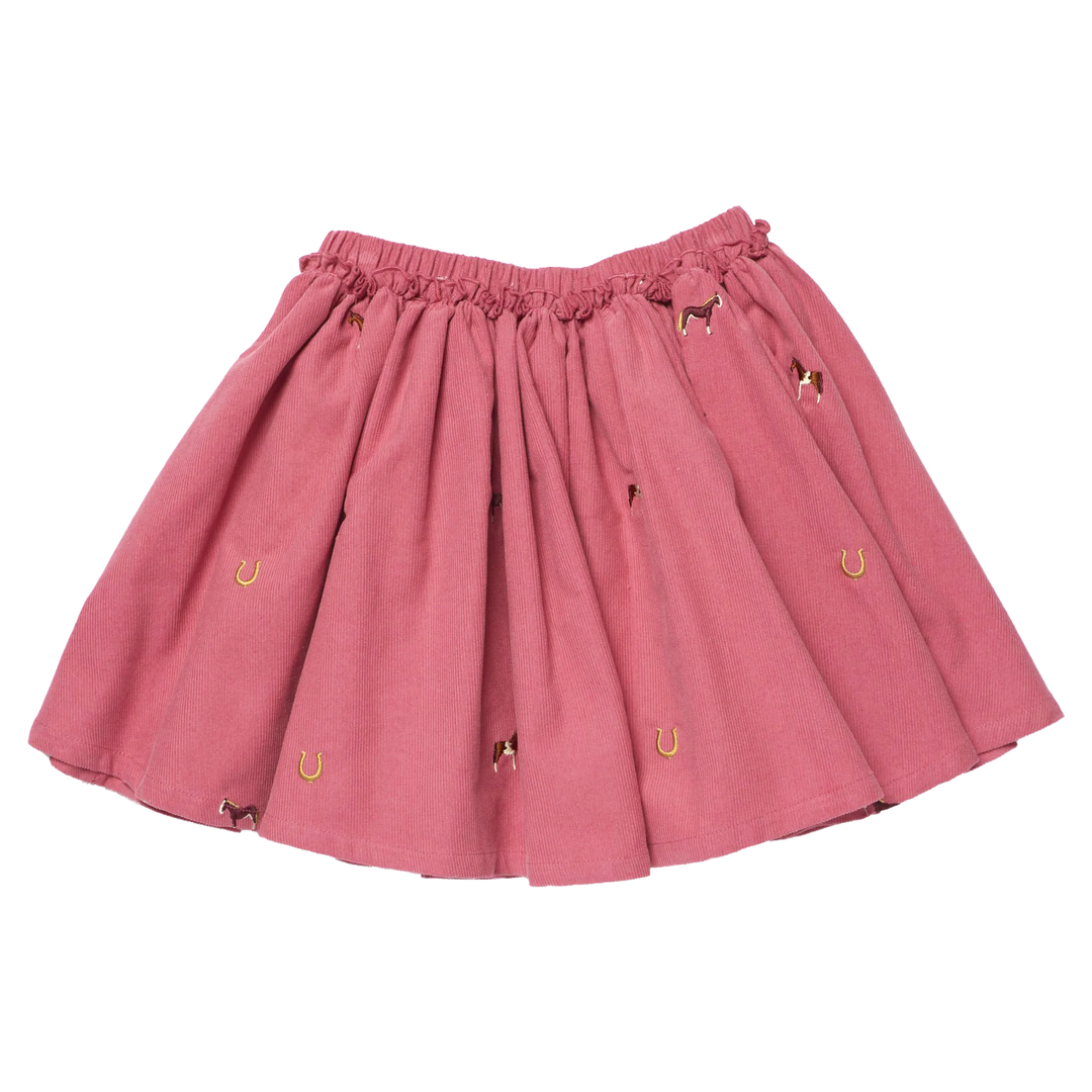 Pink Chicken Gianna Skirt - Horse Embroidery
