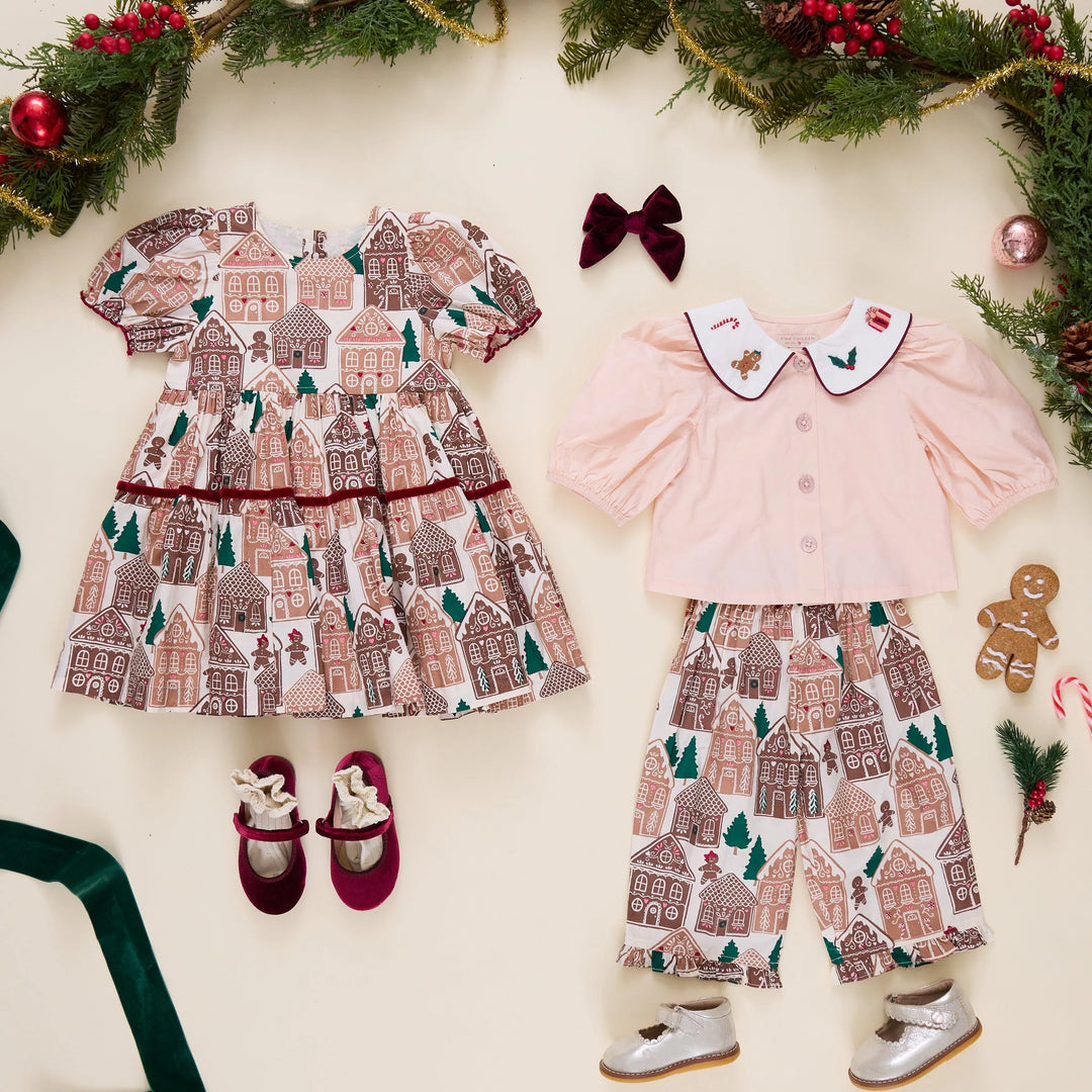 Pink Chicken Noelle 2 Piece Set - Gingerbread Houses
