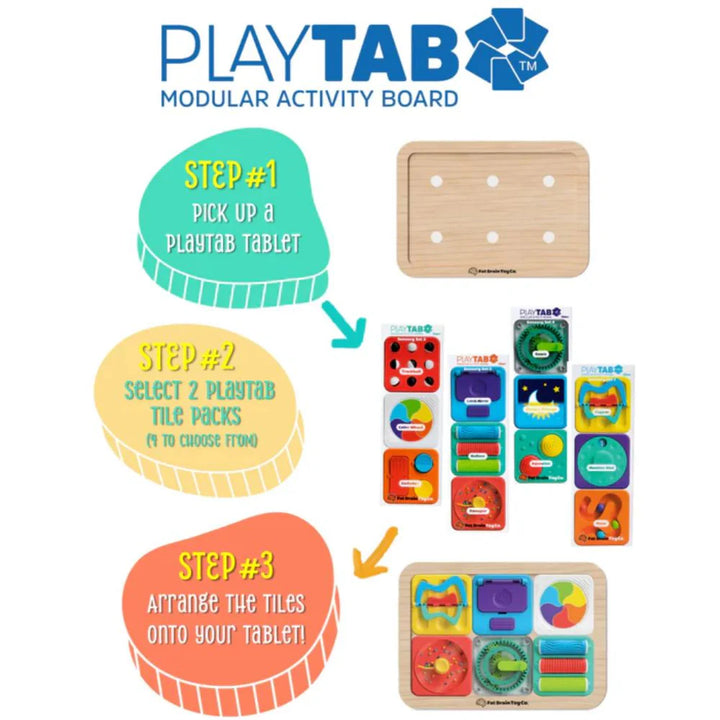 Fat Brain Toys PlayTab Sensory Set 2 (Trackball Tile, Color Wheel, Switches Tile)