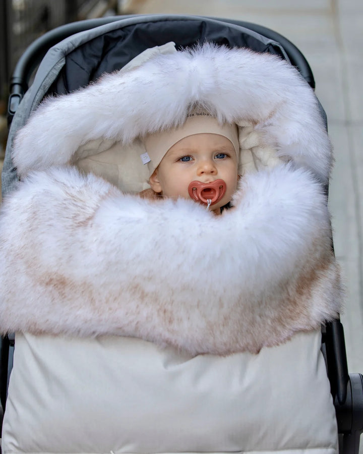 7AM Enfant PlushPOD Tundra Collection - Heather Beige/White Fur