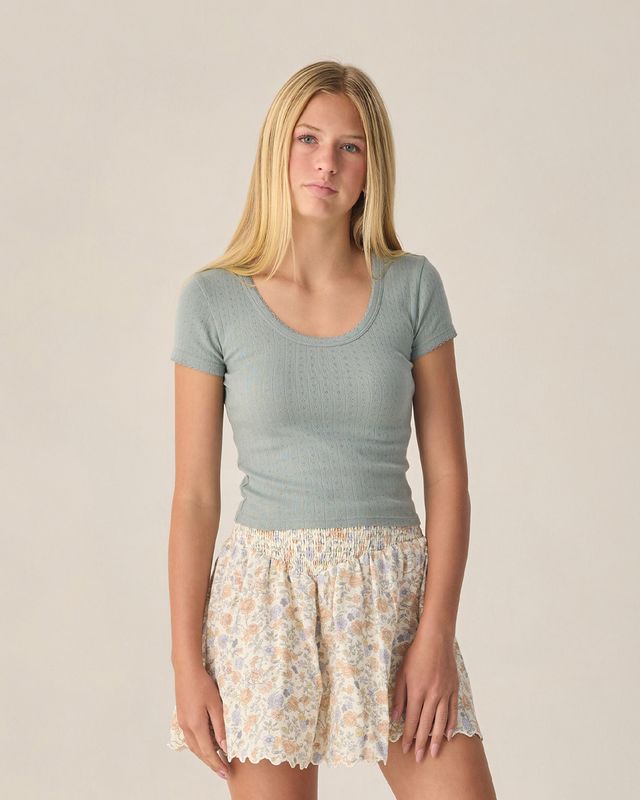 Rylee + Cru Teen Smocked V Mini Skirt - Bloom