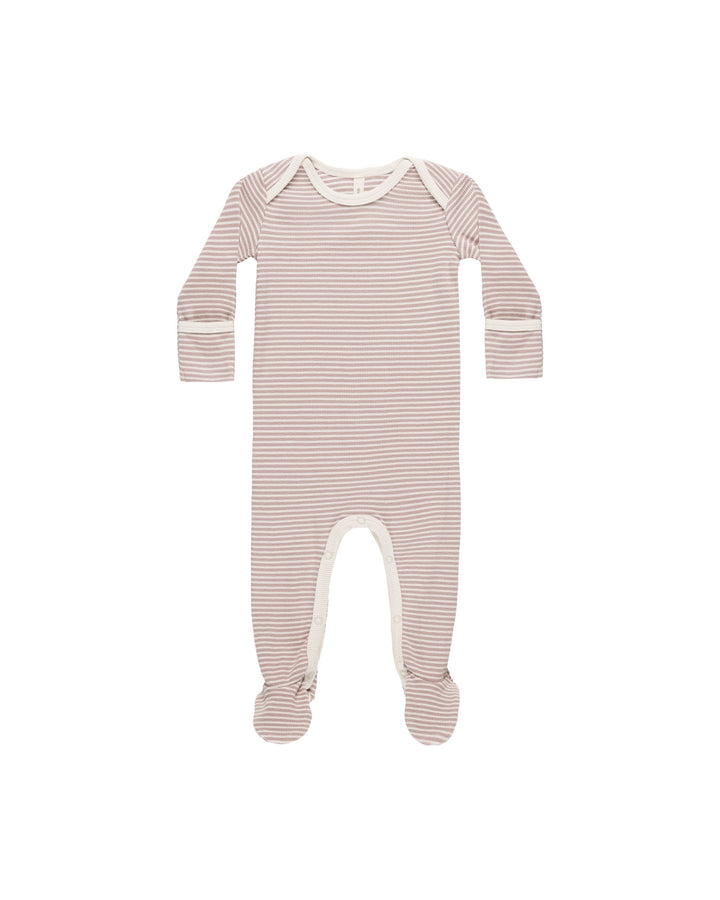 Quincy Mae Ribbed Footie - Mauve Stripe