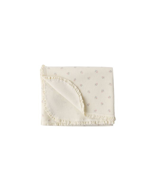 Quincy Mae Waffle Baby Blanket - Mauve Ditsy