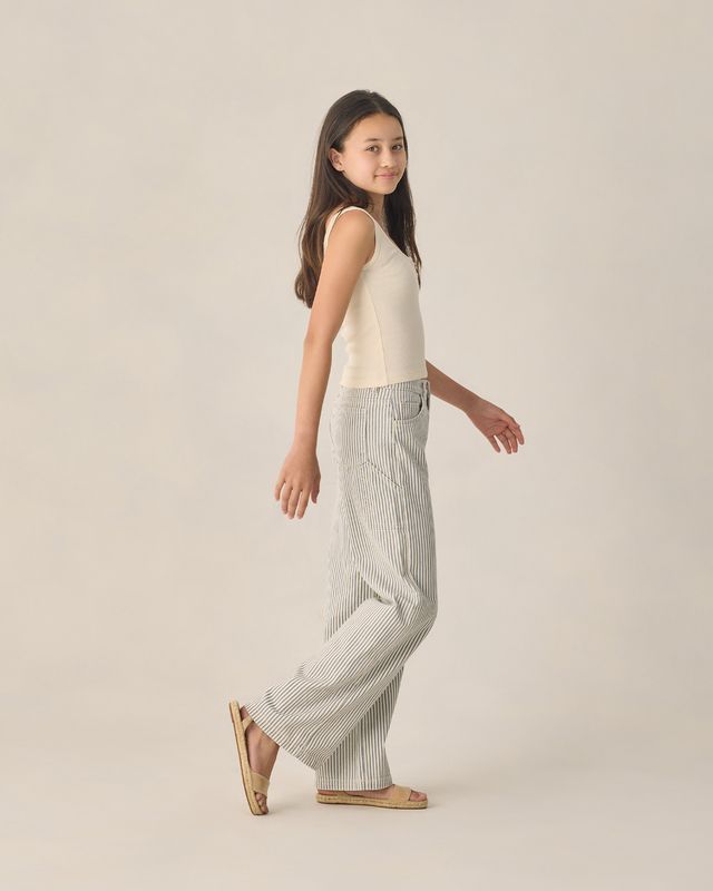 Rylee + Cru Teen Baggy Wide Leg Pant - Railroad Stripe