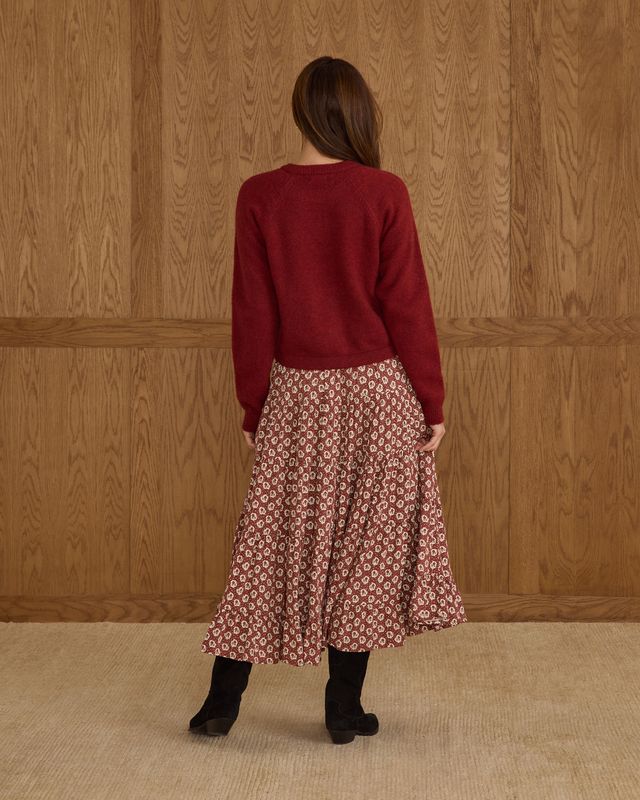 Rylee + Cru Womens Fuzzy Cardigan - Ruby