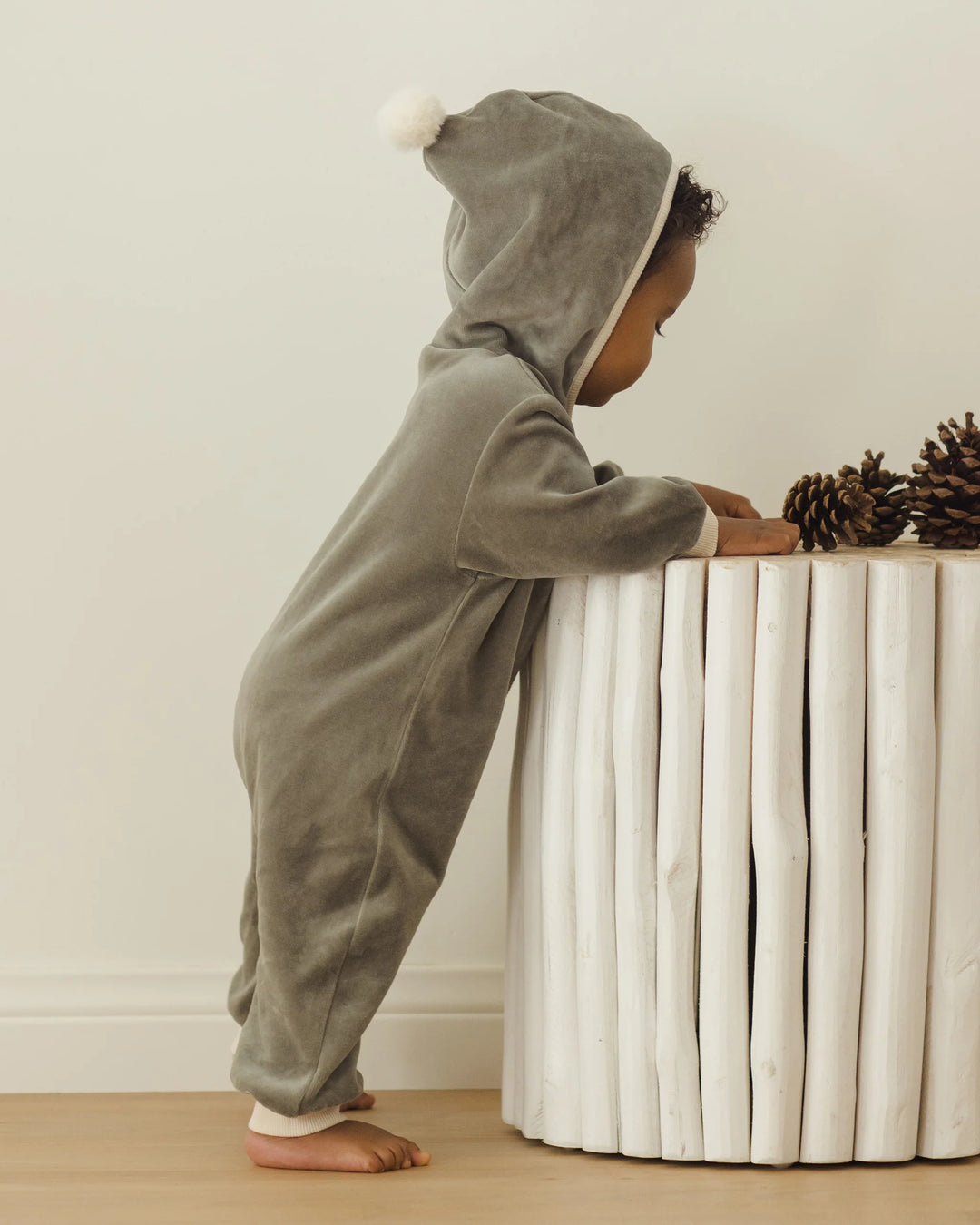 Quincy Mae Velour Zip Jumpsuit - Forest