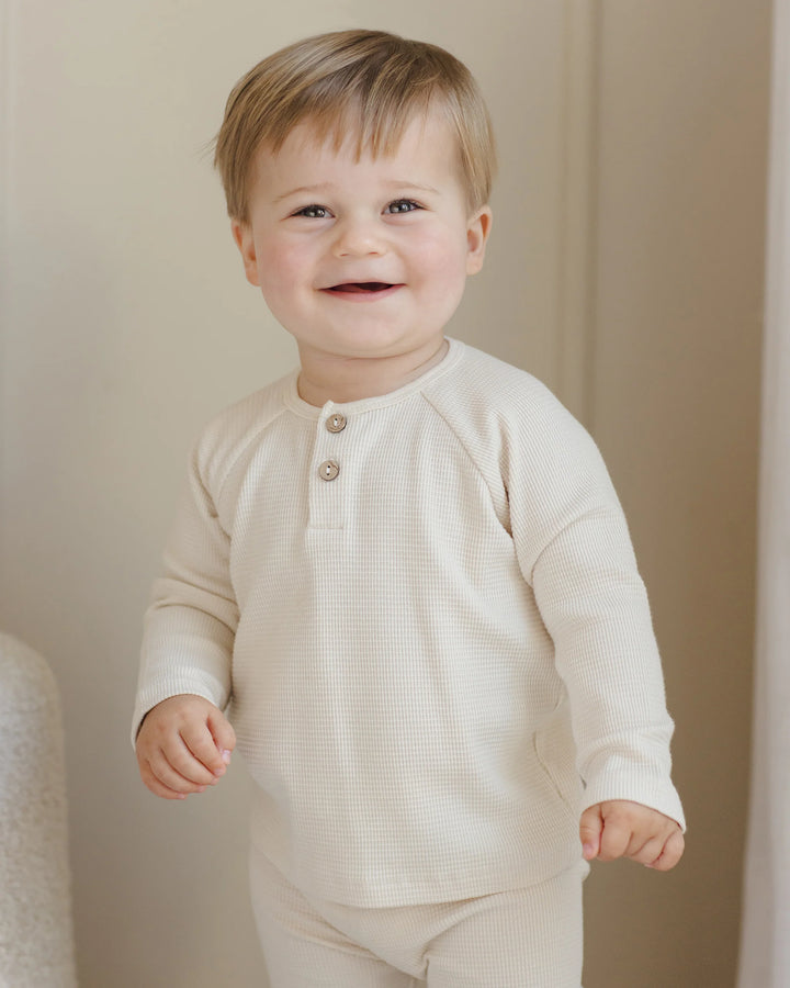 Quincy Mae Henely Knit Top - Natural