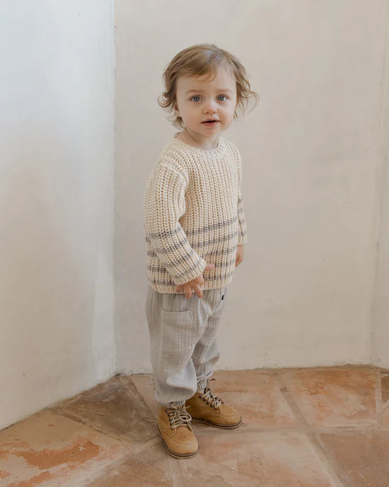 Quincy Mae Rex Sweater - Fog Stripe