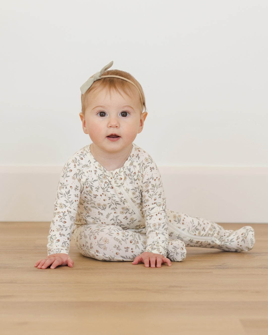 Quincy Mae Bamboo Zip Footie - Woodland