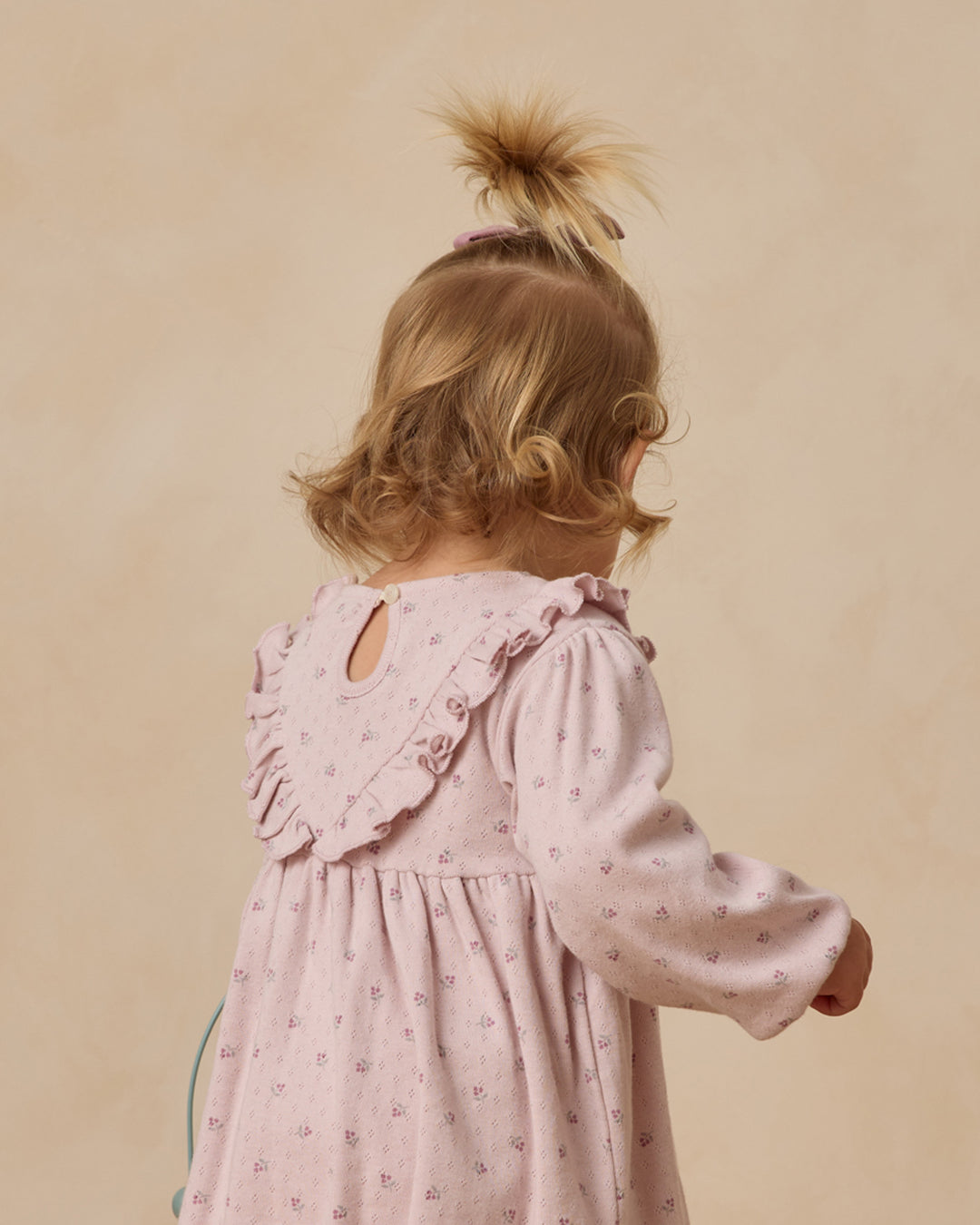 Quincy Mae Long Sleeve Ruffle V Dress - Lilac Ditsy