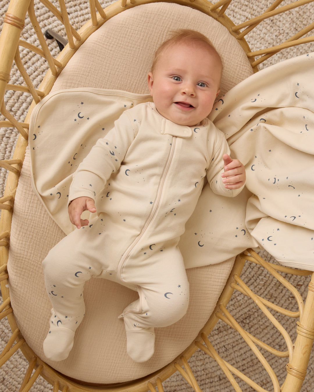 Quincy Mae Zip Long Sleeve Sleeper Footie - Moons
