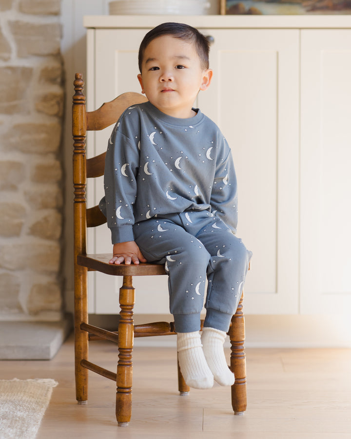 Quincy Mae Relaxed Fleece Sweatshirt - Silver Moons