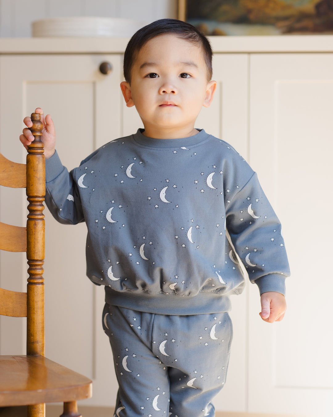 Quincy Mae Relaxed Fleece Sweatshirt - Silver Moons
