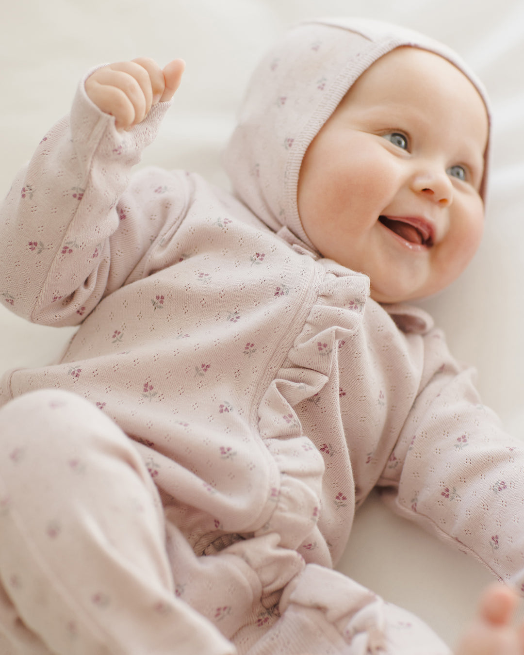 Quincy Mae Baby Bonnet - Lilac Ditsy