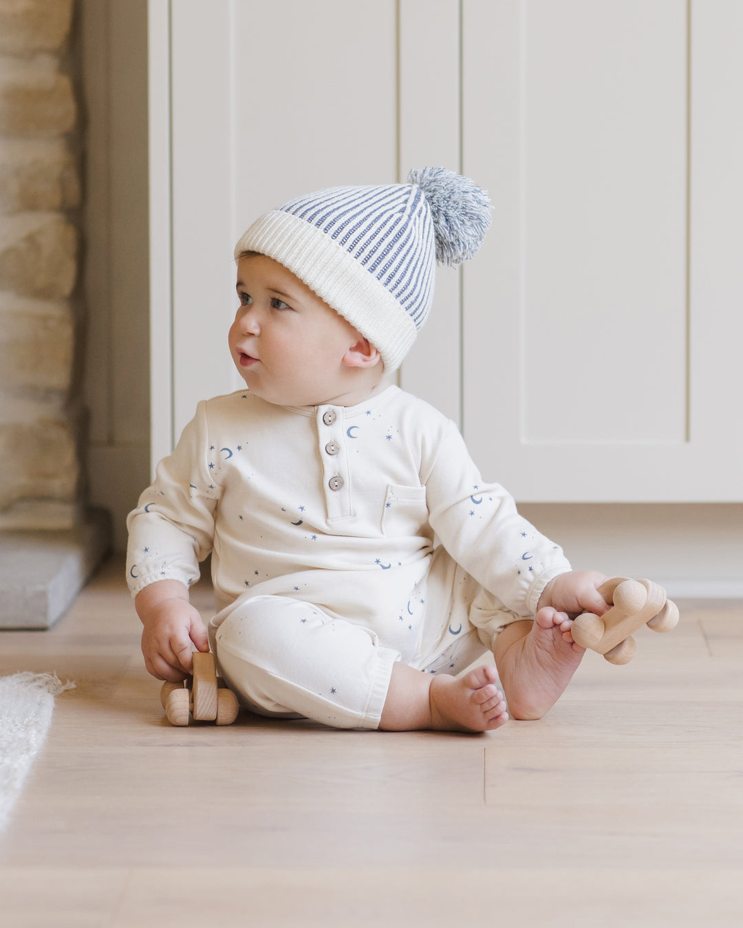 Quincy Mae Long Sleeve Pocket Jumpsuit - Moons