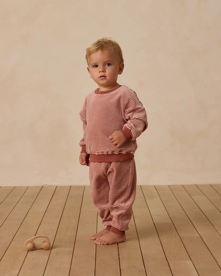 Quincy Mae Velour Relaxed Sweatpant - Candy Stripe
