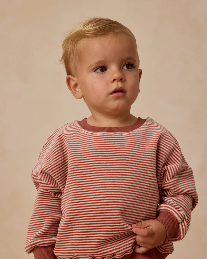 Quincy Mae Velour Relaxed Sweatshirt - Candy Stripe
