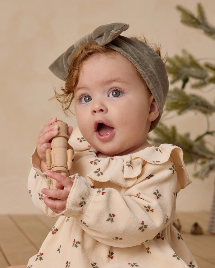 Quincy Mae Velour Bow Headband - Forest