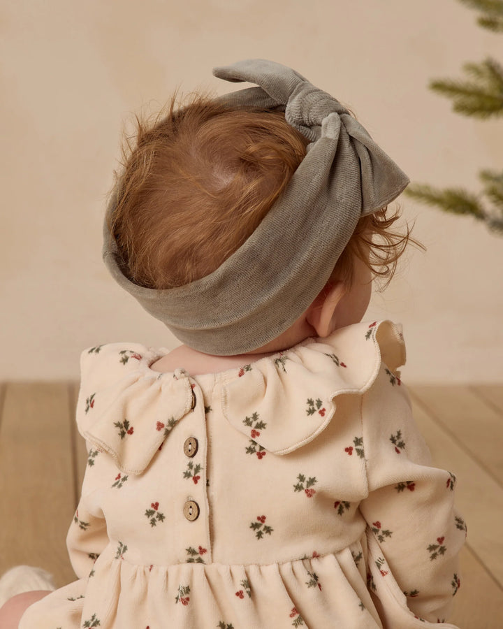 Quincy Mae Velour Bow Headband - Forest