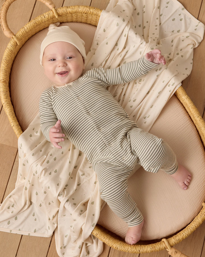 Quincy Mae Pointelle Long John - Forest Stripe