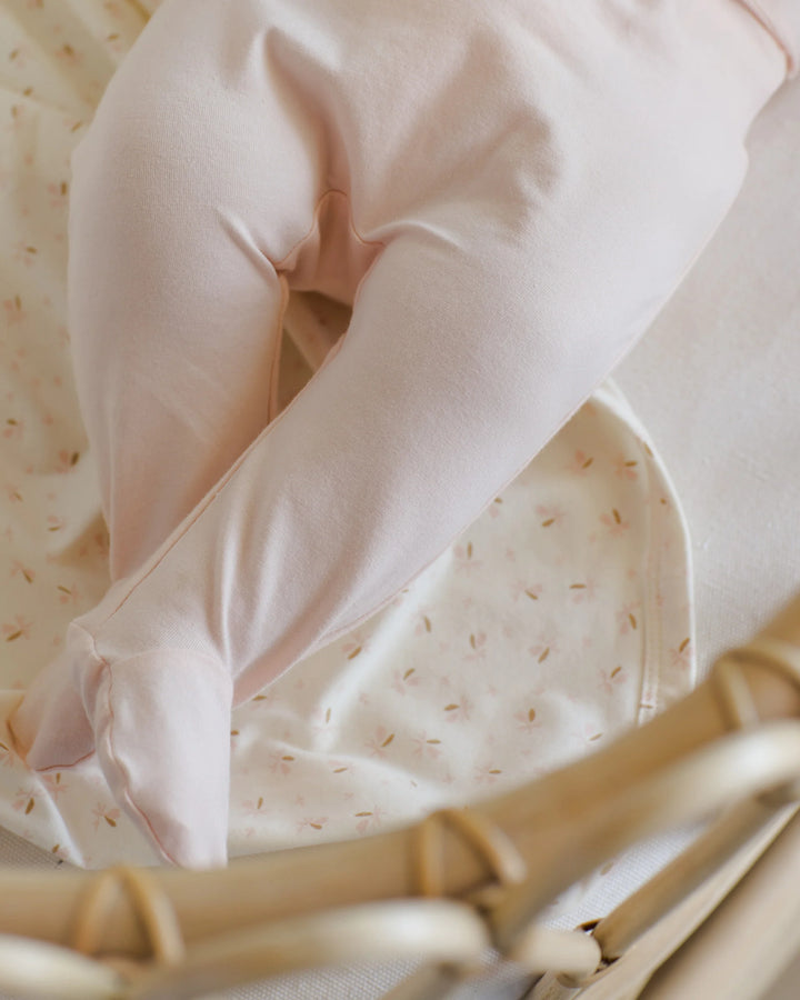 Quincy Mae Wrap Top + Footed Pant Set - Petal