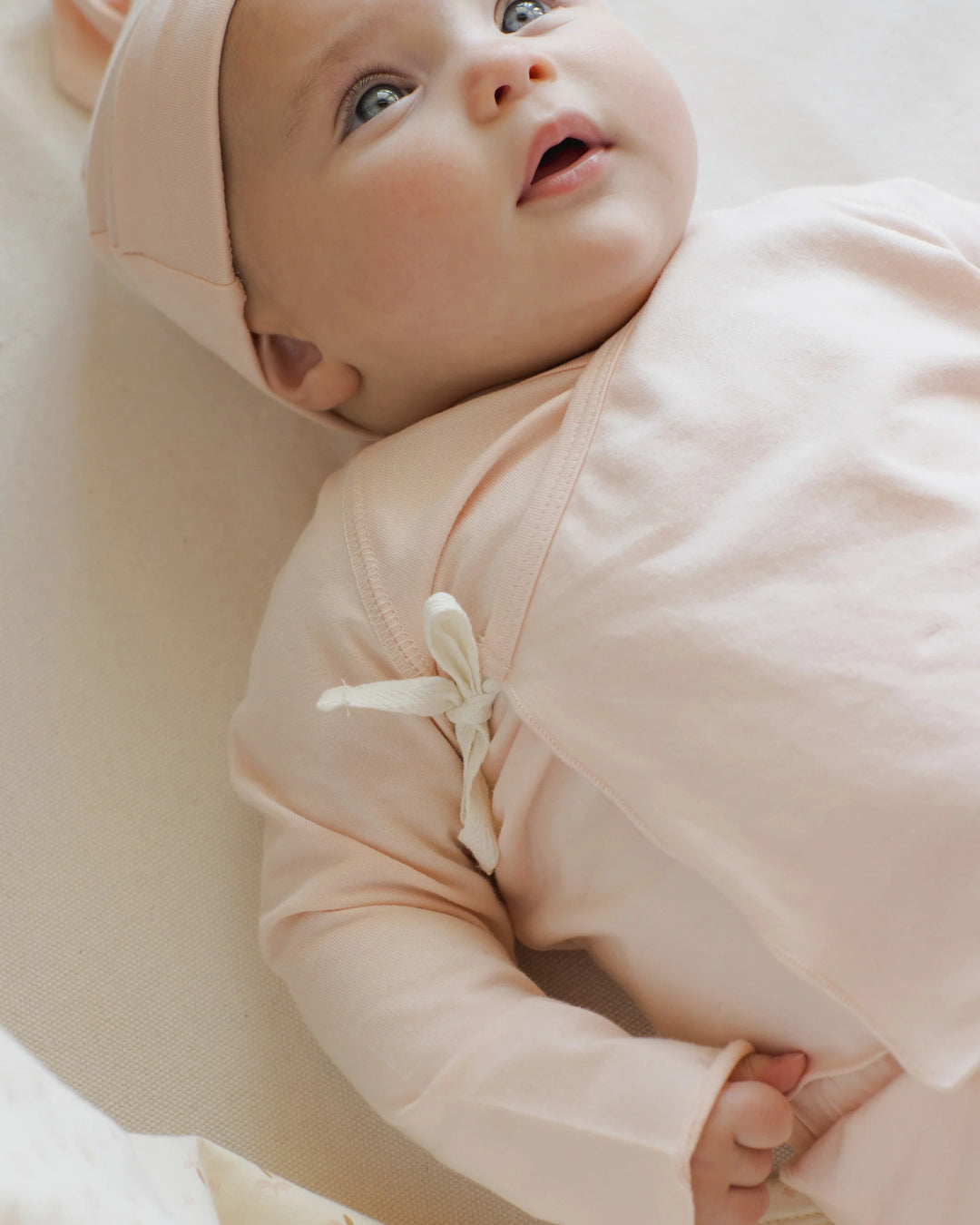 Quincy Mae Wrap Top + Footed Pant Set - Petal