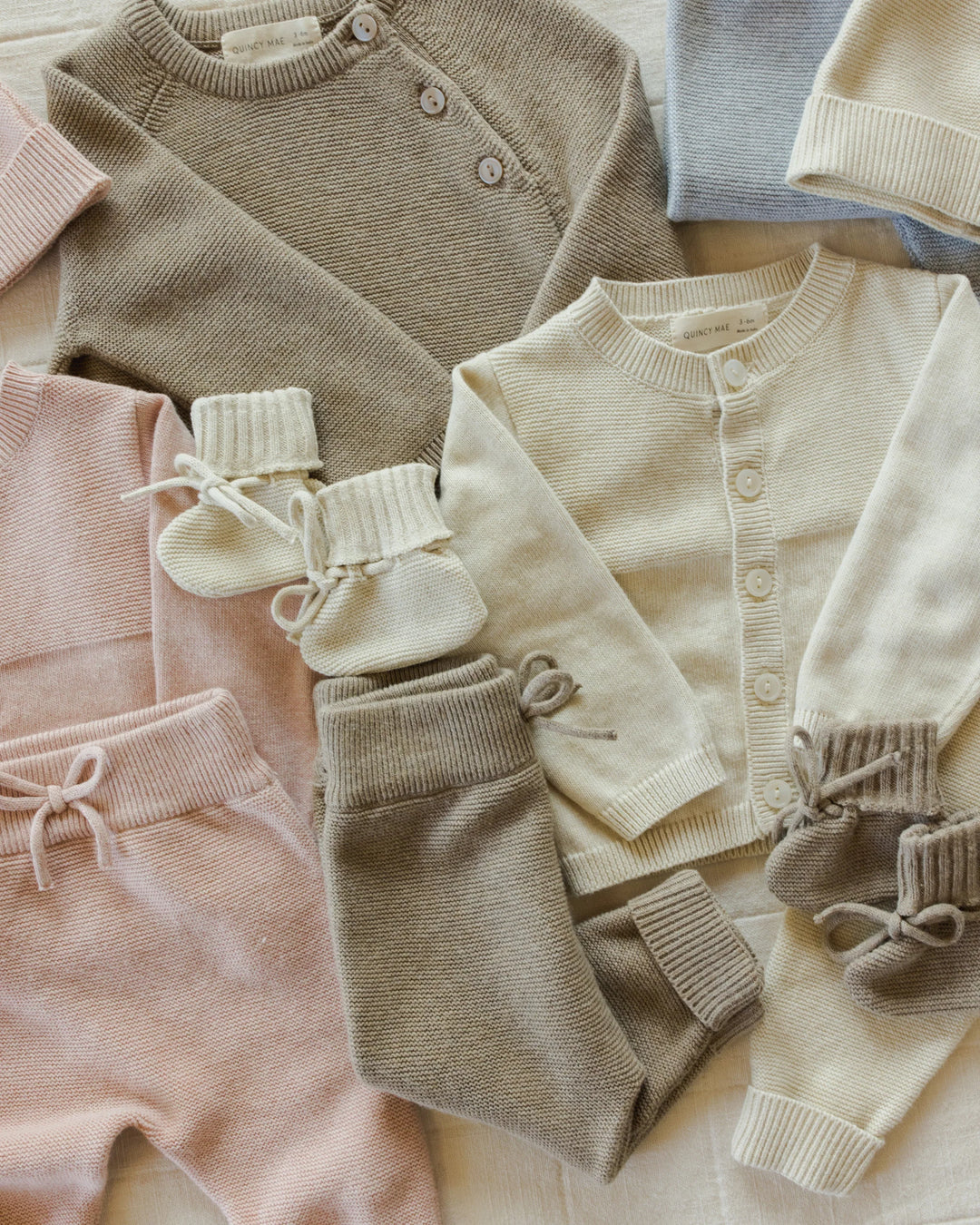 Quincy Mae Knit Booties - Heathered Natural