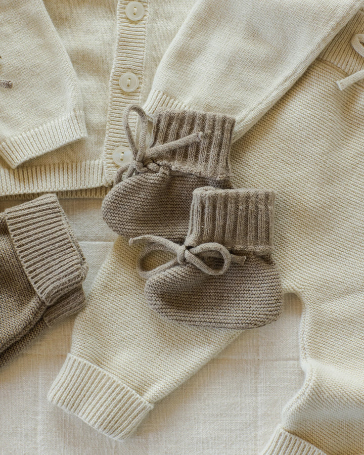 Quincy Mae Knit Booties - Heathered Mocha