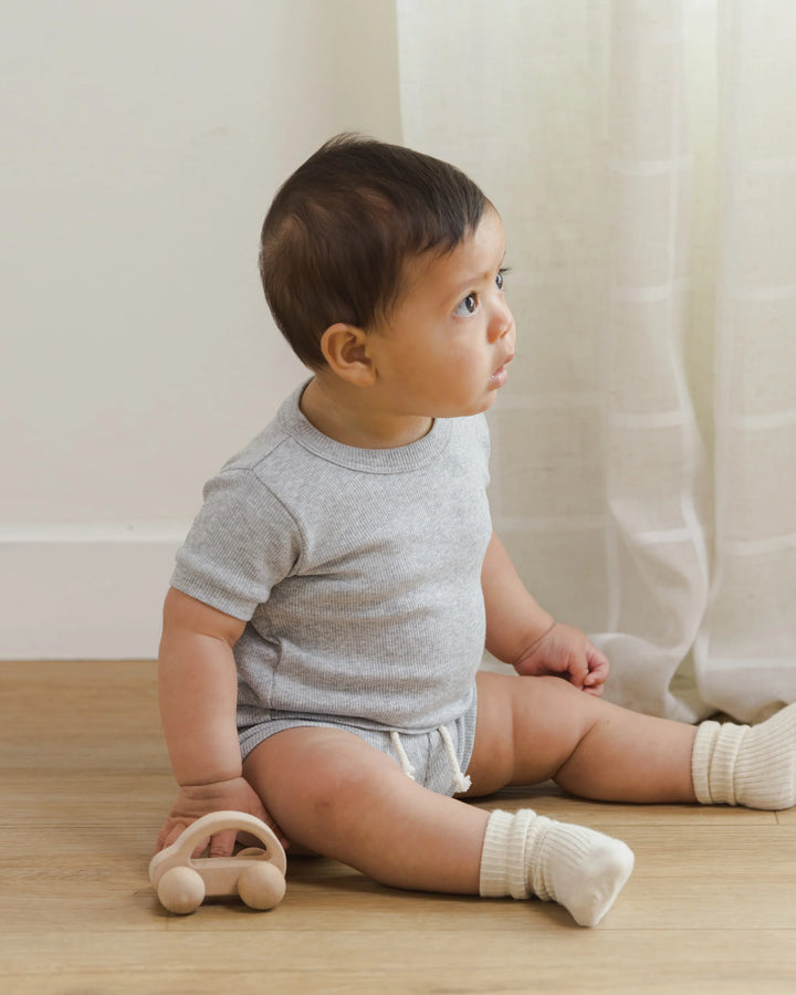 Quincy Mae Melange Socks - Oatmeal, Rose