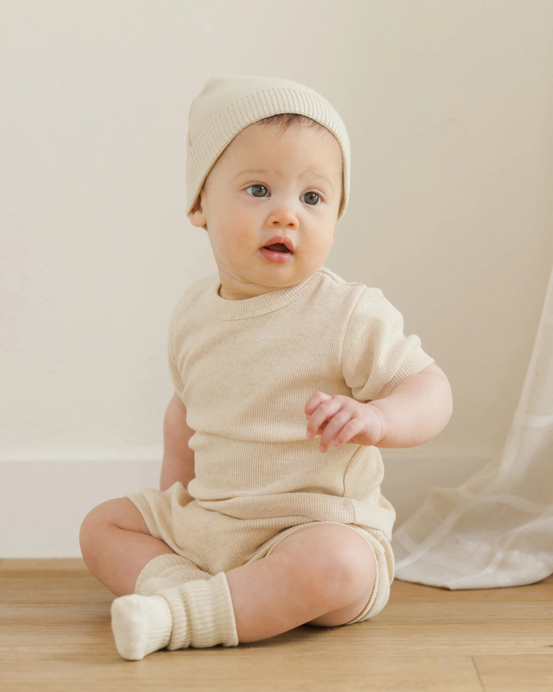 Quincy Mae Baby Beanie - Heathered Natural