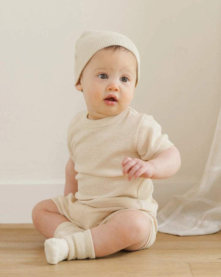 Quincy Mae Baby Beanie - Heathered Natural
