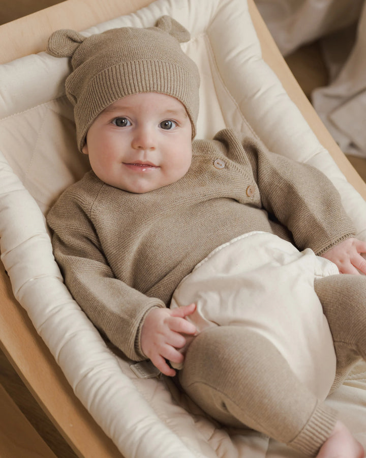 Quincy Mae Baby Bear Beanie - Heathered Mocha