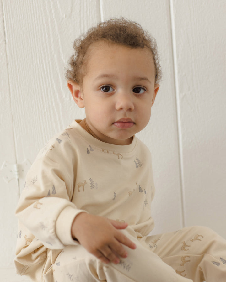 Quincy Mae Relaxed Sweatshirt + Sweatpants Set - Deer