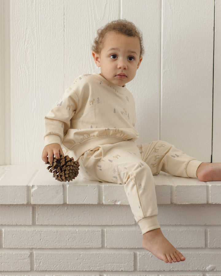 Quincy Mae Relaxed Sweatshirt + Sweatpants Set - Deer