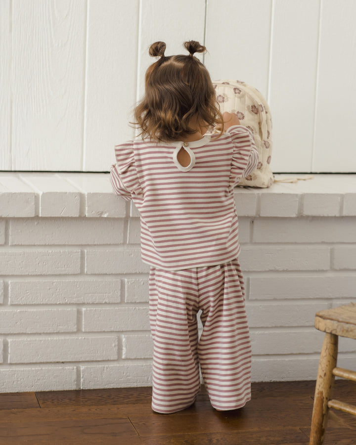 Quincy Mae Ruffle Cozy Set - Mulberry Stripe
