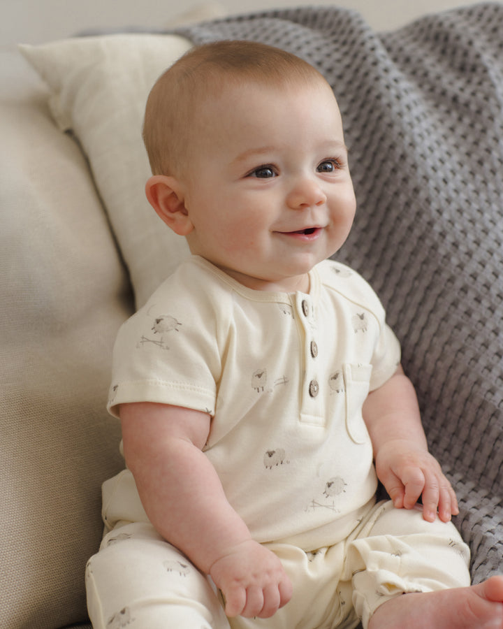 Quincy Mae Short Sleeve Jumpsuit - Sheep