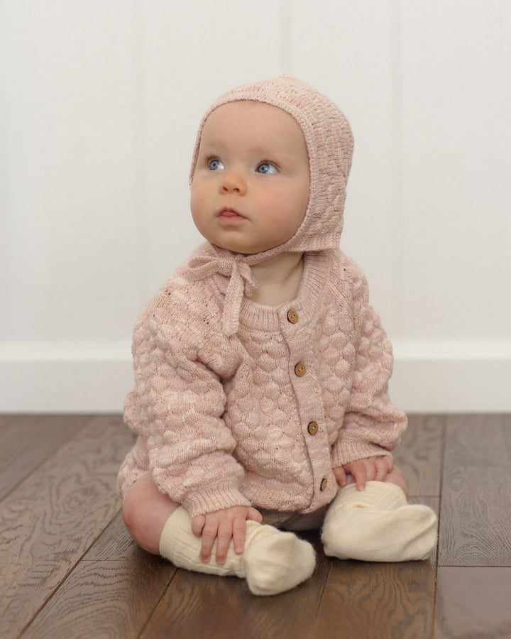Quincy Mae Bubble Knit Cardigan - Dusty Rose Speckle