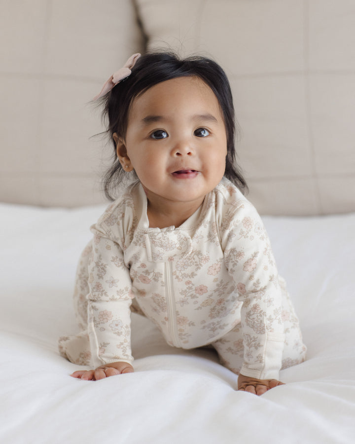 Quincy Mae Zip Long Sleeve Sleeper Footie - Floral Vine