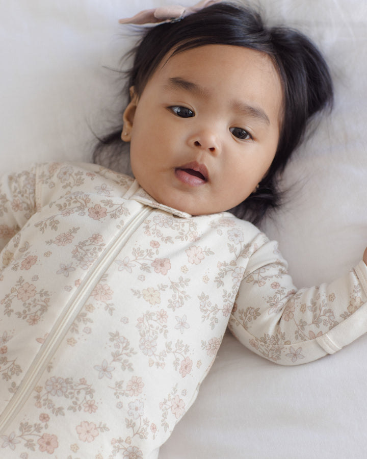 Quincy Mae Zip Long Sleeve Sleeper Footie - Floral Vine
