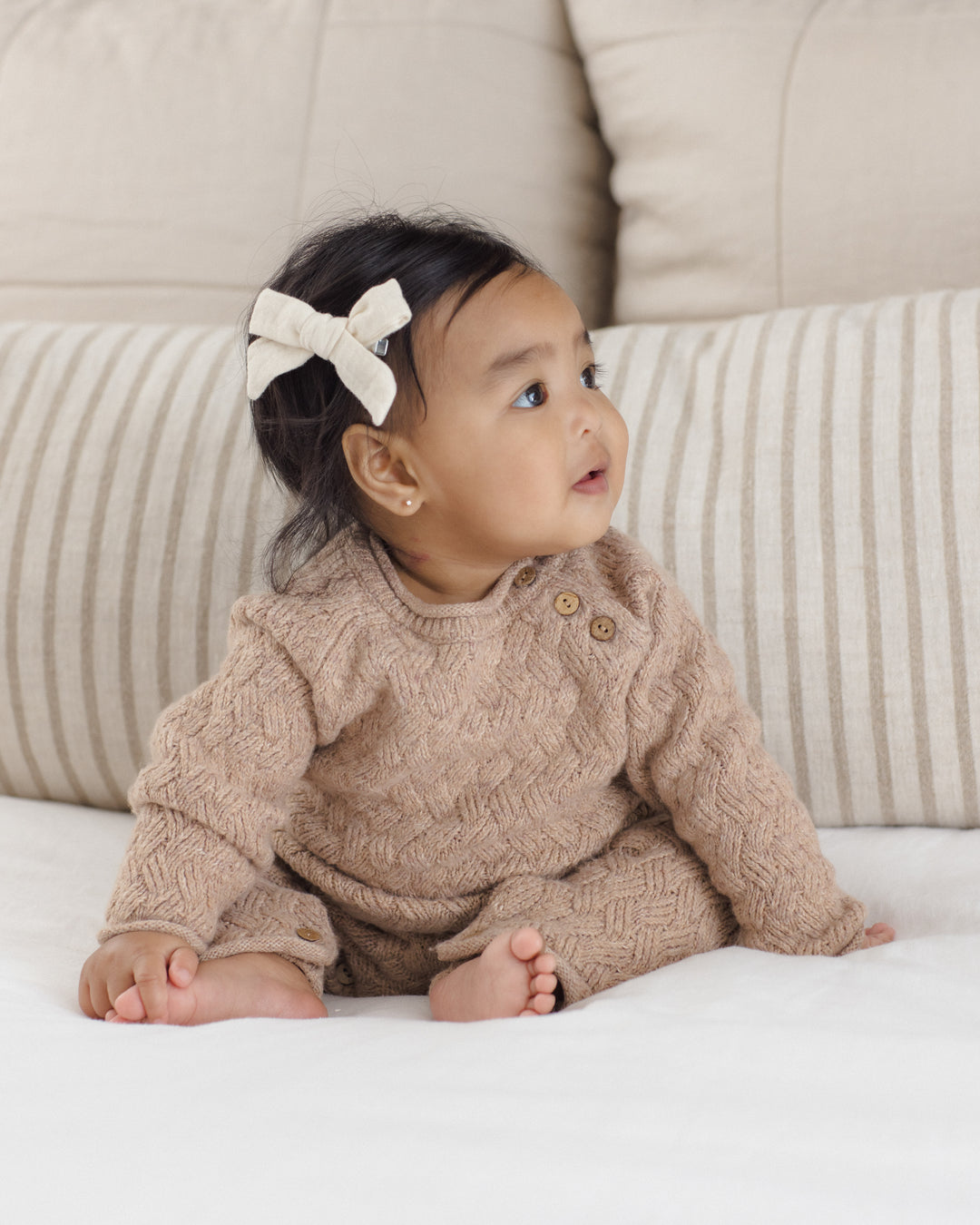 Quincy Mae Cozy Heather Knit Jumpsuit - Heathered Almond