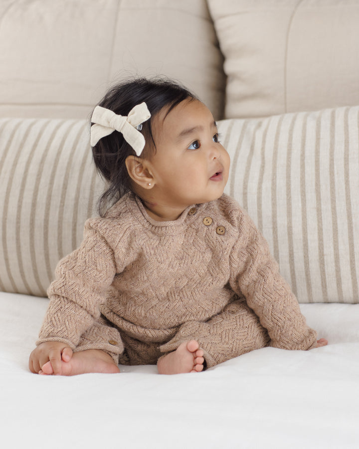 Quincy Mae Cozy Heather Knit Jumpsuit - Heathered Almond