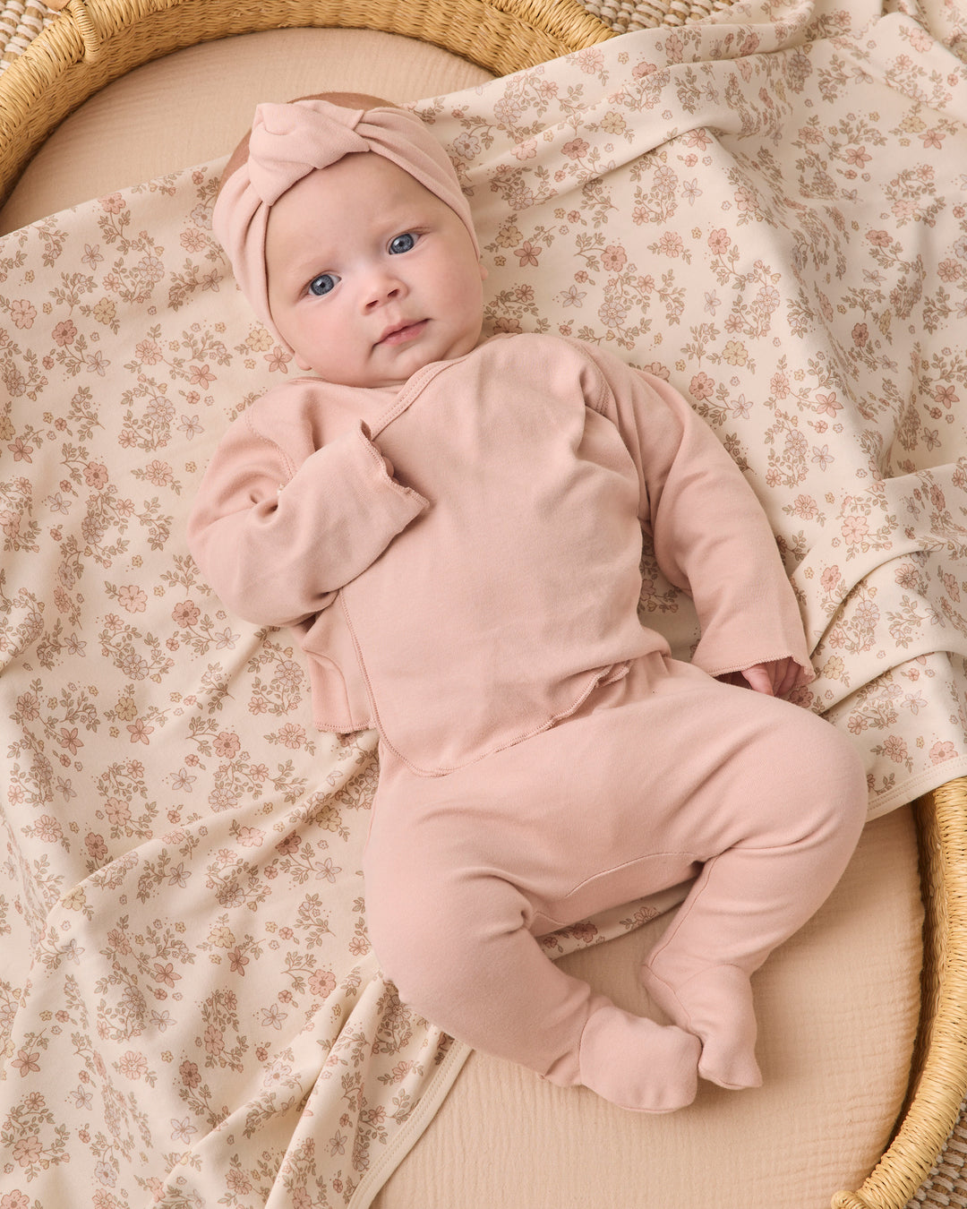 Quincy Mae Wrap Top + Footied Pant Set- Dusty Rose